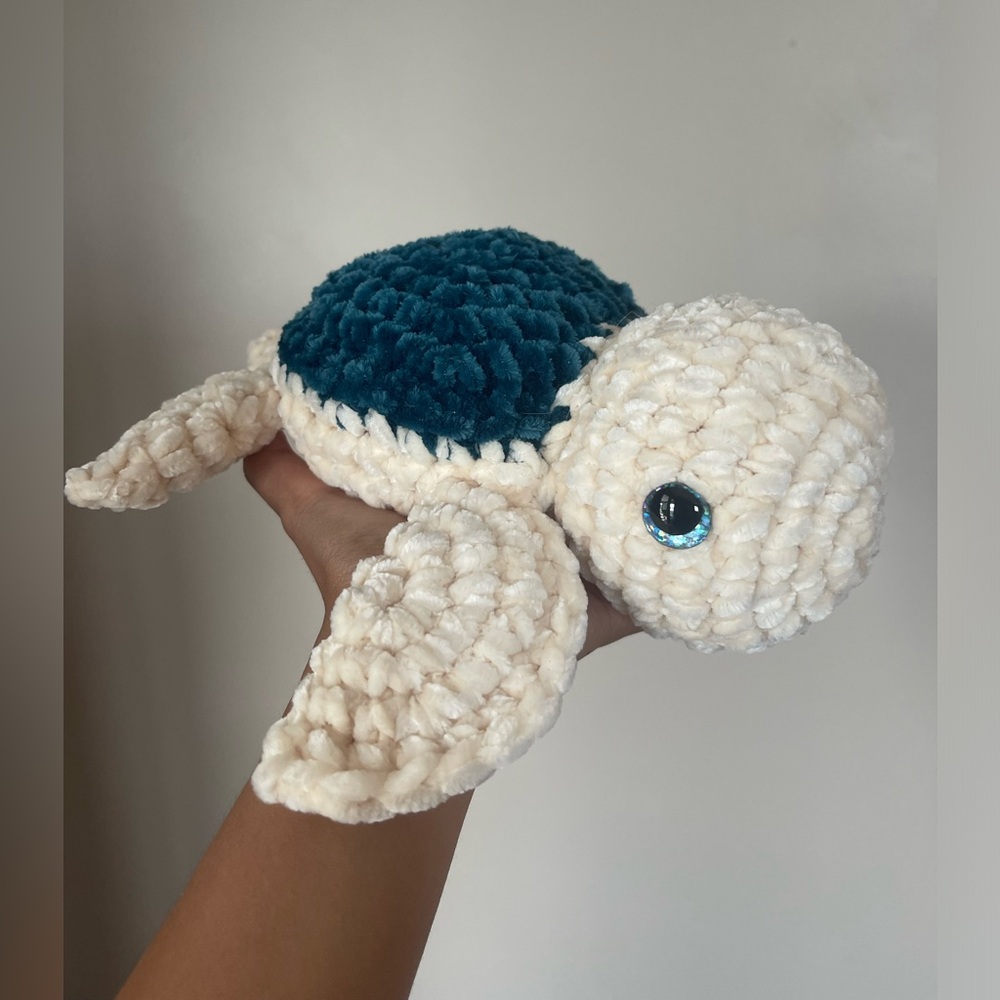 Handmade Plush Sea Turtle - Cream & Teal